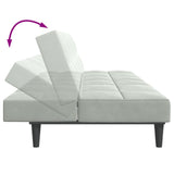 Canapé-lit à 2 places avec repose-pied gris clair velours
