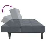 Canapé-lit à 2 places avec repose-pied gris foncé velours
