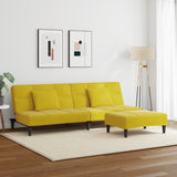 Canapé-lit à 2 places avec repose-pied jaune velours