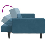 Canapé-lit à 2 places avec repose-pied bleu velours
