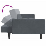 Canapé-lit à 2 places avec repose-pied gris foncé velours
