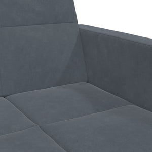 Canapé-lit à 2 places avec repose-pied gris foncé velours