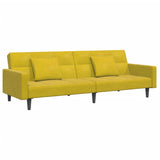 Canapé-lit à 2 places avec repose-pied jaune velours