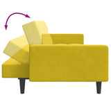 Canapé-lit à 2 places avec repose-pied jaune velours
