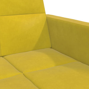 Canapé-lit à 2 places avec repose-pied jaune velours
