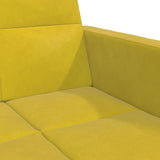 Canapé-lit à 2 places avec repose-pied jaune velours