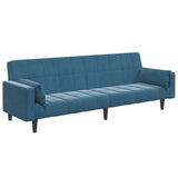 Canapé-lit à 2 places avec repose-pied bleu velours