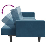 Canapé-lit à 2 places avec repose-pied bleu velours