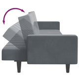Canapé-lit à 2 places avec repose-pied gris foncé velours