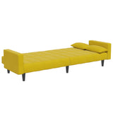 Canapé-lit à 2 places avec repose-pied jaune velours