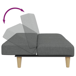 Canapé-lit à 2 places avec repose-pied gris foncé tissu