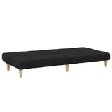 Canapé-lit à 2 places avec repose-pied noir tissu