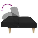 Canapé-lit à 2 places avec repose-pied noir tissu