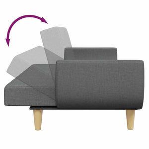 Canapé-lit à 2 places avec repose-pied gris foncé tissu