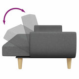 Canapé-lit à 2 places avec repose-pied gris foncé tissu