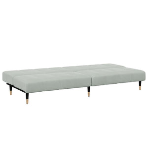 Canapé-lit à 2 places avec repose-pied gris clair velours