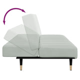Canapé-lit à 2 places avec repose-pied gris clair velours