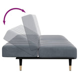 Canapé-lit à 2 places avec repose-pied gris foncé velours