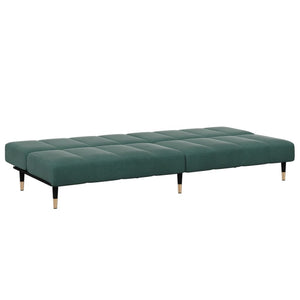 Canapé-lit à 2 places avec repose-pied vert foncé velours
