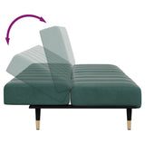 Canapé-lit à 2 places avec repose-pied vert foncé velours