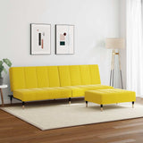 Canapé-lit à 2 places avec repose-pied jaune velours