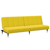 Canapé-lit à 2 places avec repose-pied jaune velours