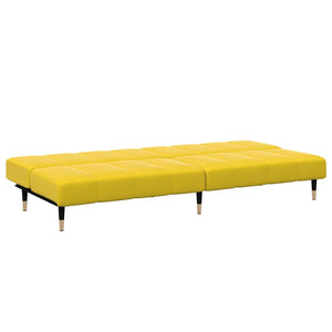 Canapé-lit à 2 places avec repose-pied jaune velours