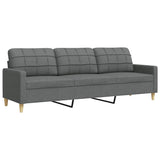 Canapé à 3 places Gris foncé 210 cm Tissu