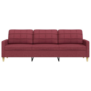 Canapé à 3 places Rouge bordeaux 210 cm Tissu