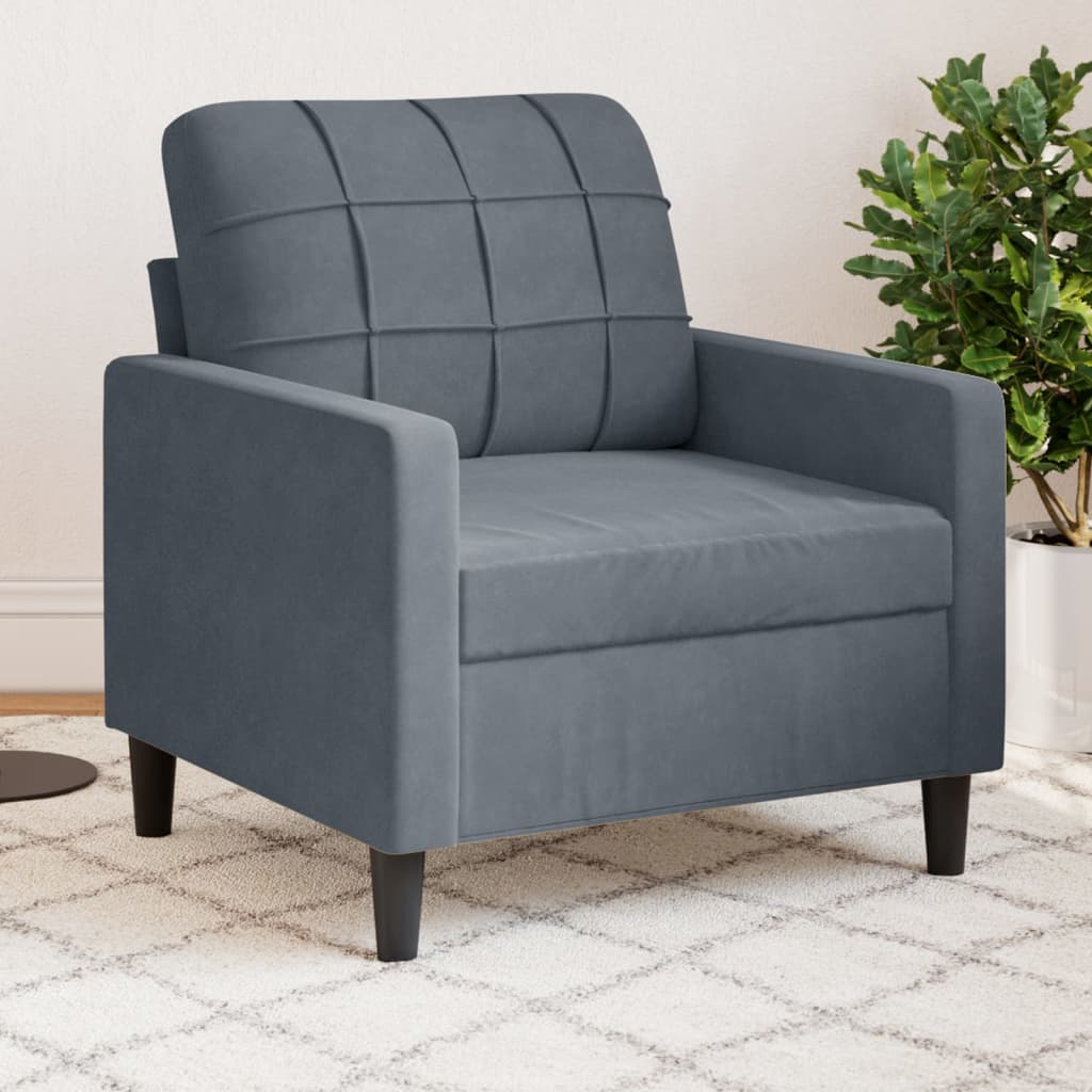 Fauteuil Gris foncé 60 cm Velours