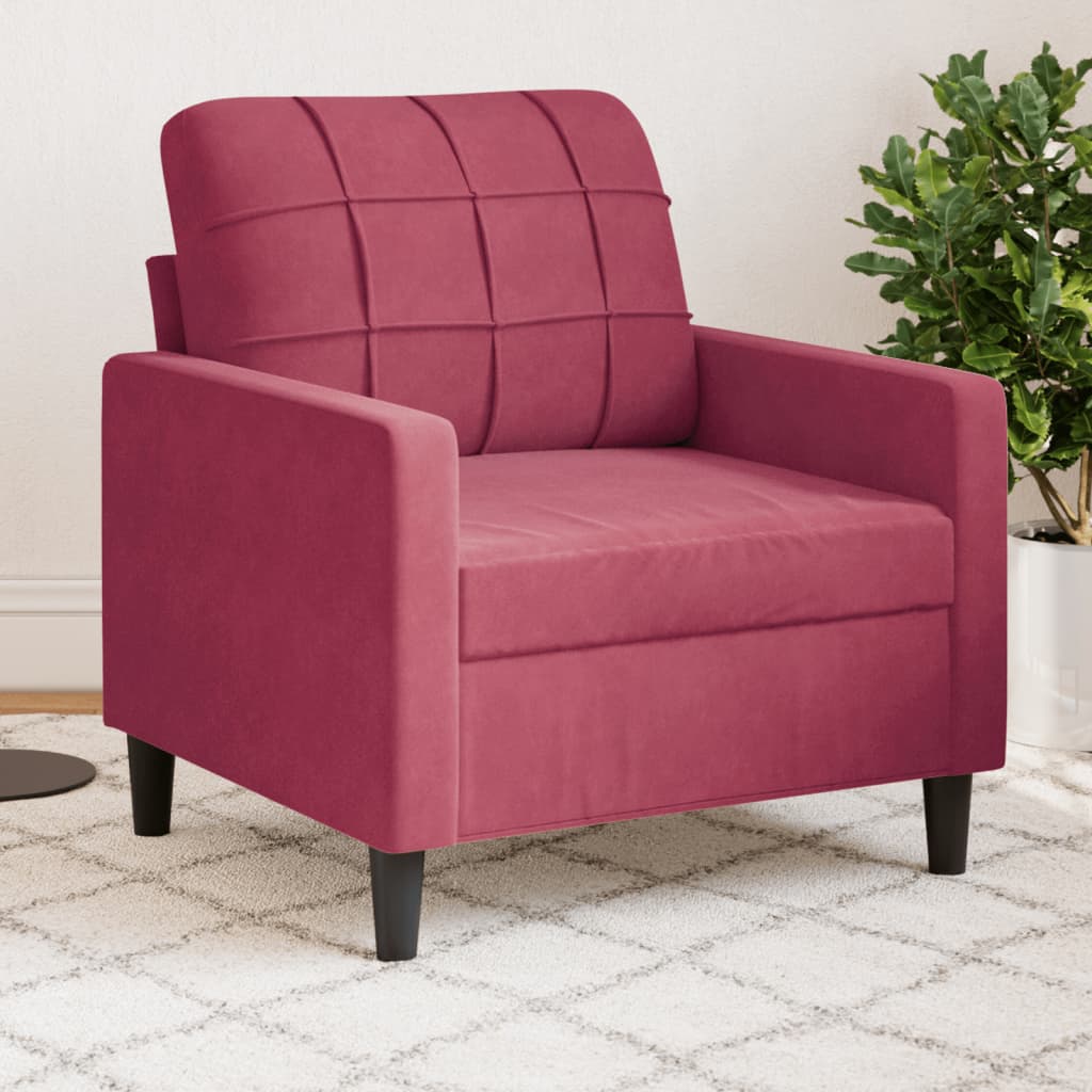 Fauteuil Rouge bordeaux 60 cm Velours