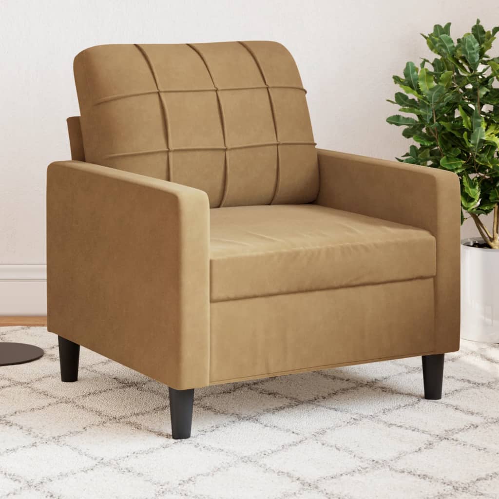 Fauteuil Marron 60 cm Velours