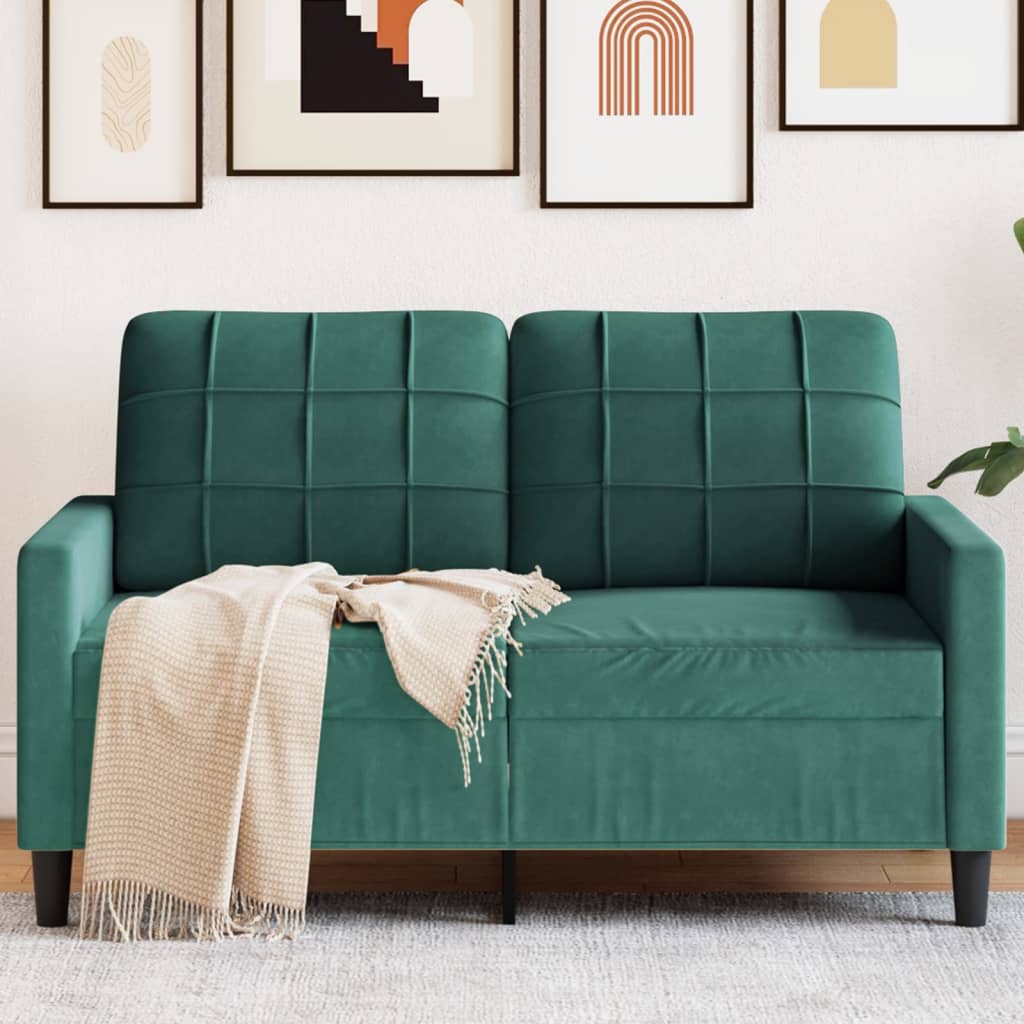 Canapé à 2 places Vert foncé 120 cm Velours