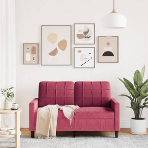 Canapé à 2 places Rouge bordeaux 120 cm Velours