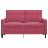 Canapé à 2 places Rouge bordeaux 120 cm Velours