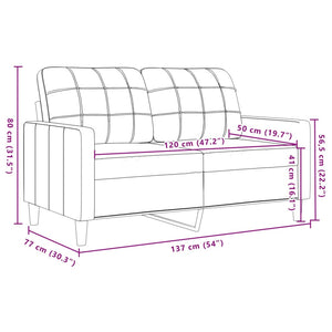 Canapé à 2 places Jaune 120 cm Velours