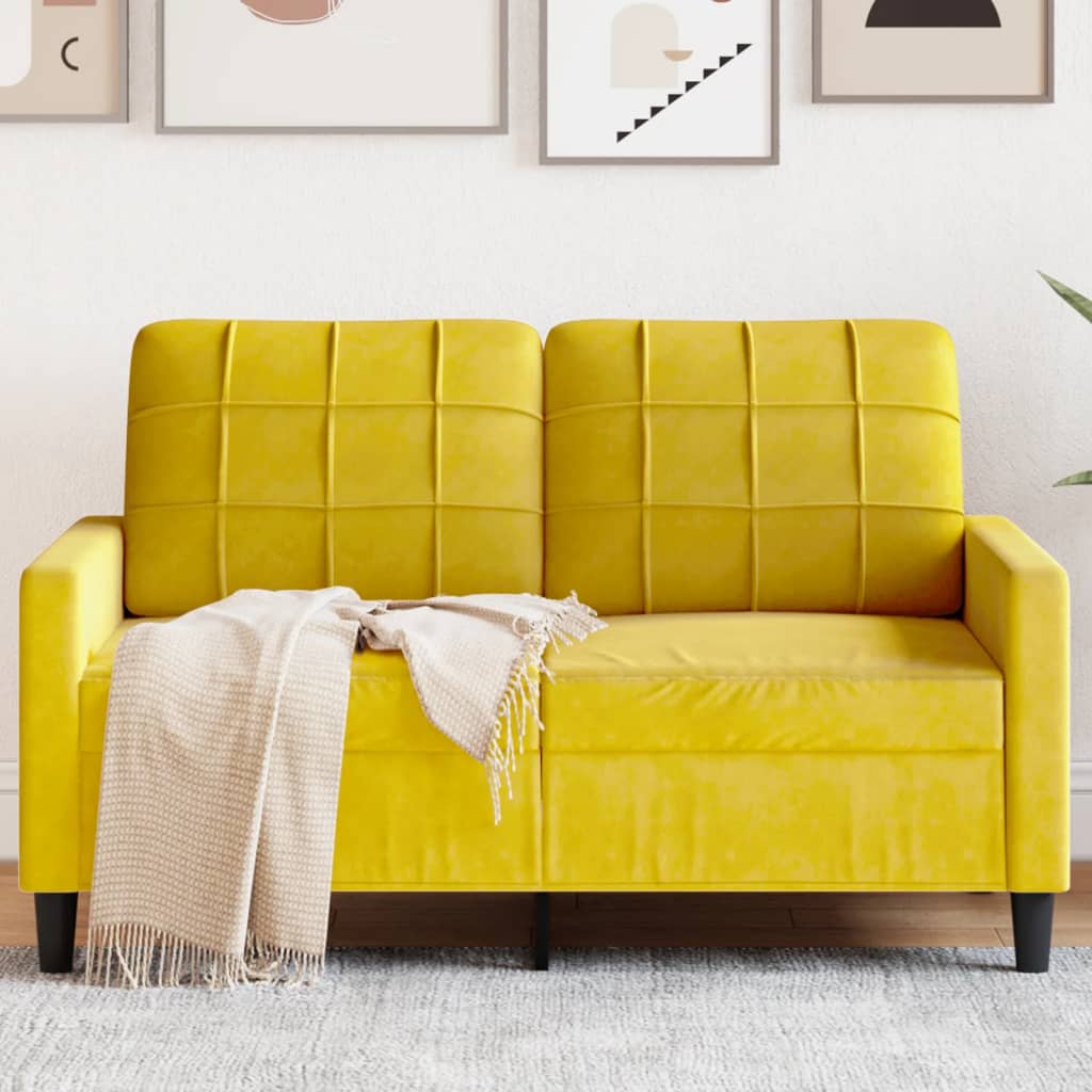 Canapé à 2 places Jaune 120 cm Velours