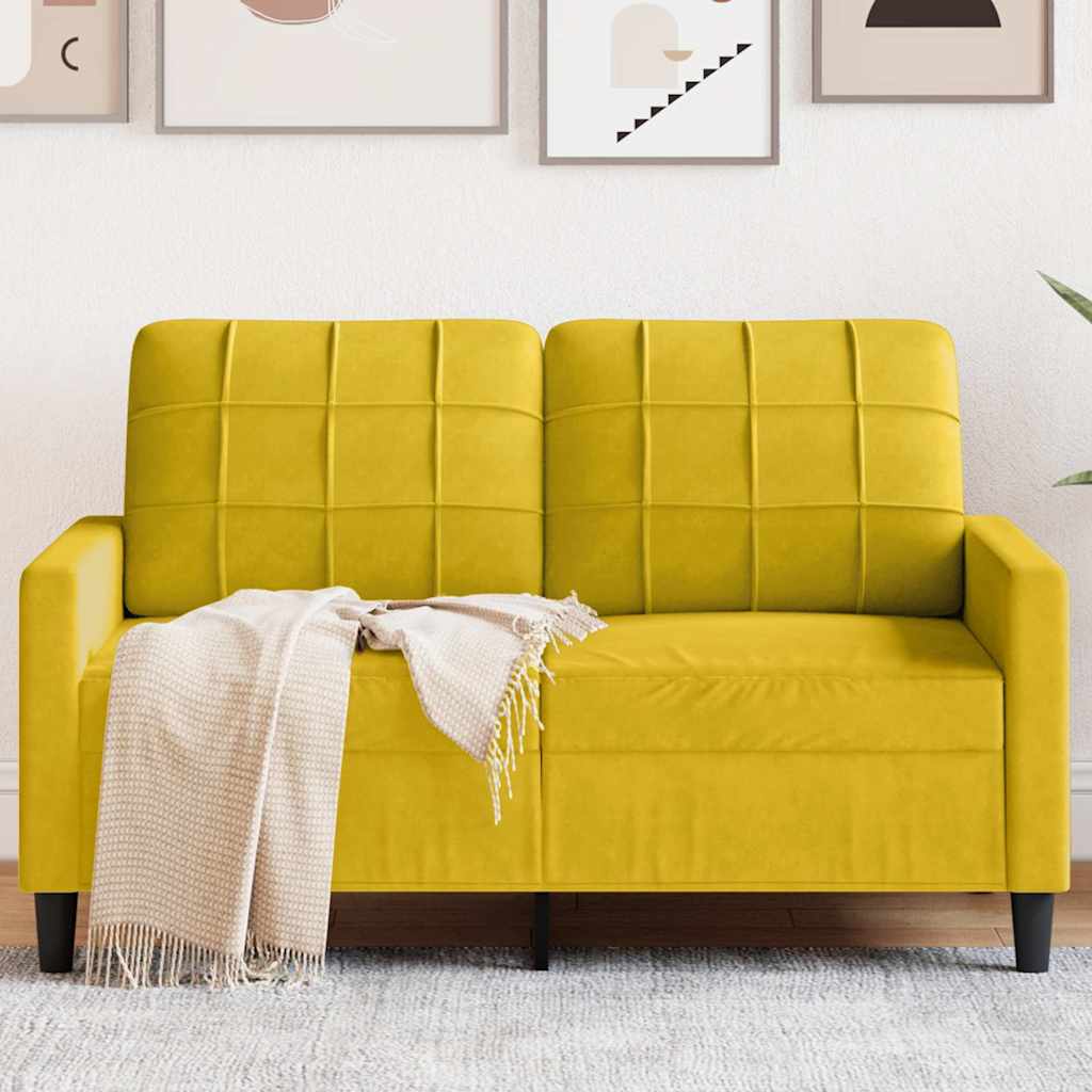 Canapé à 2 places Jaune 120 cm Velours