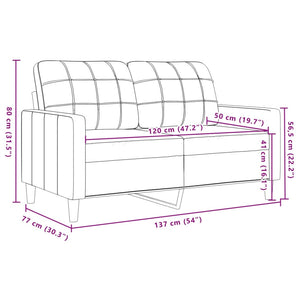 Canapé à 2 places Marron 120 cm Velours