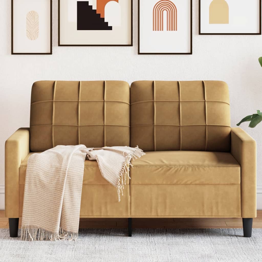 Canapé à 2 places Marron 120 cm Velours