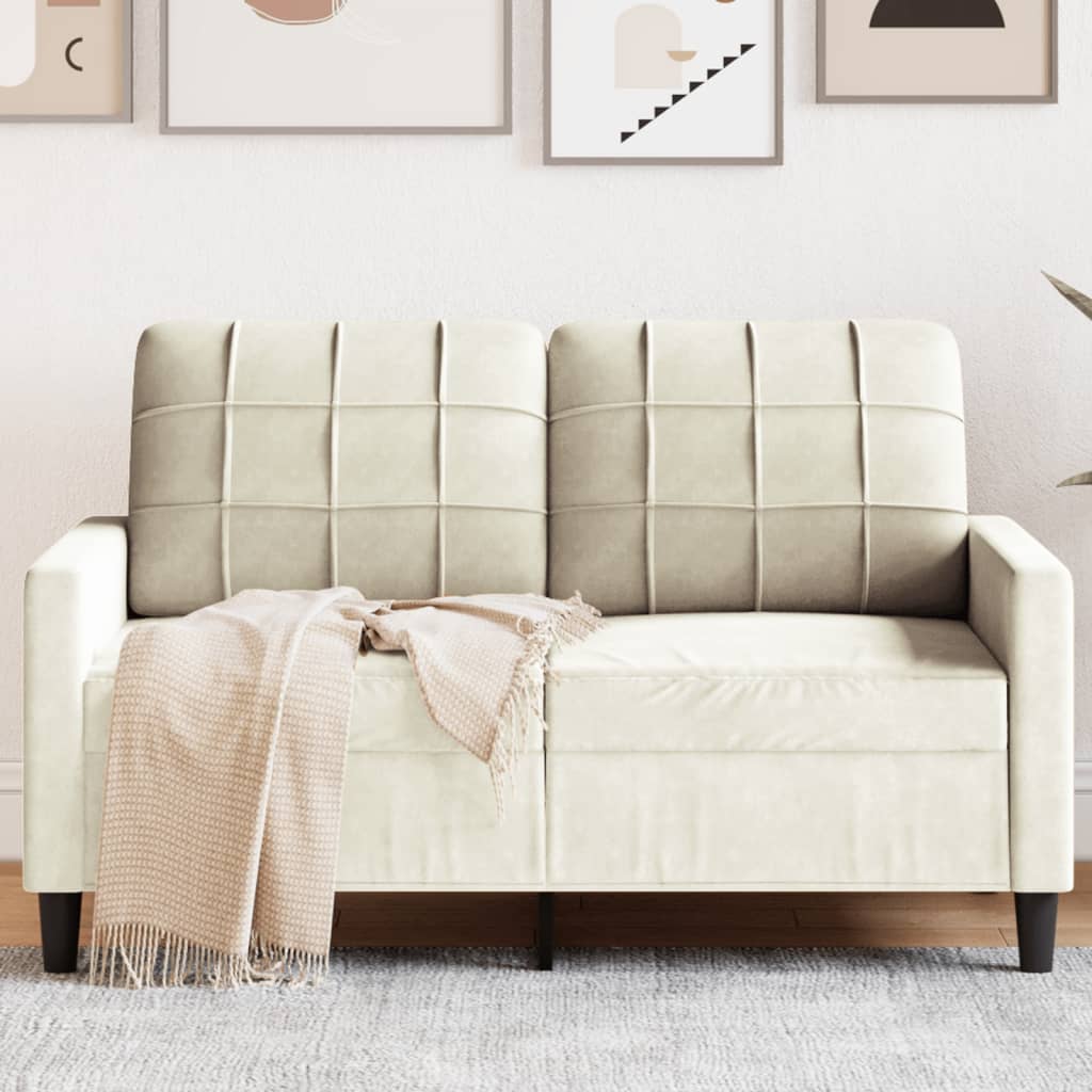 Canapé à 2 places Crème 120 cm Velours