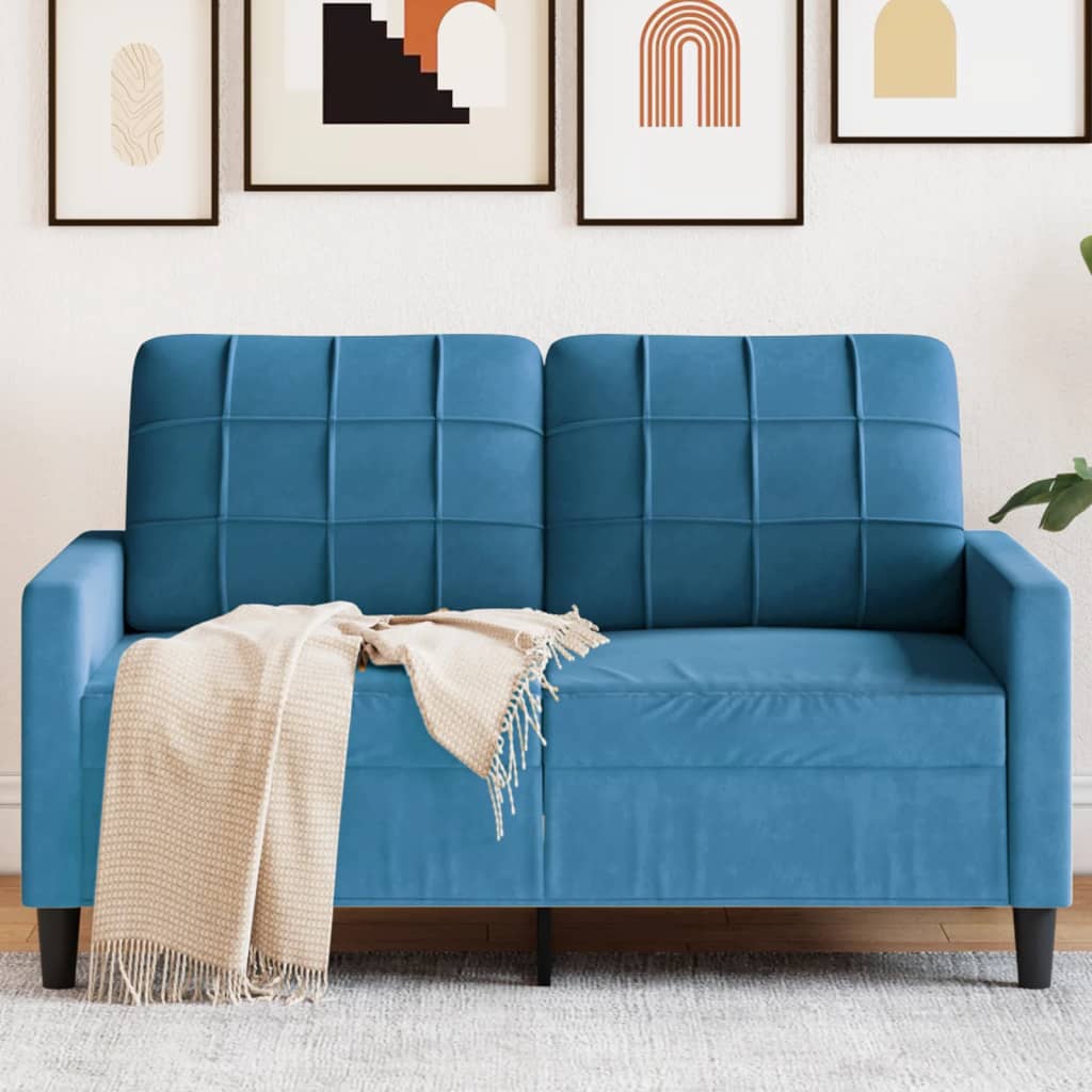 Canapé à 2 places Bleu 120 cm Velours