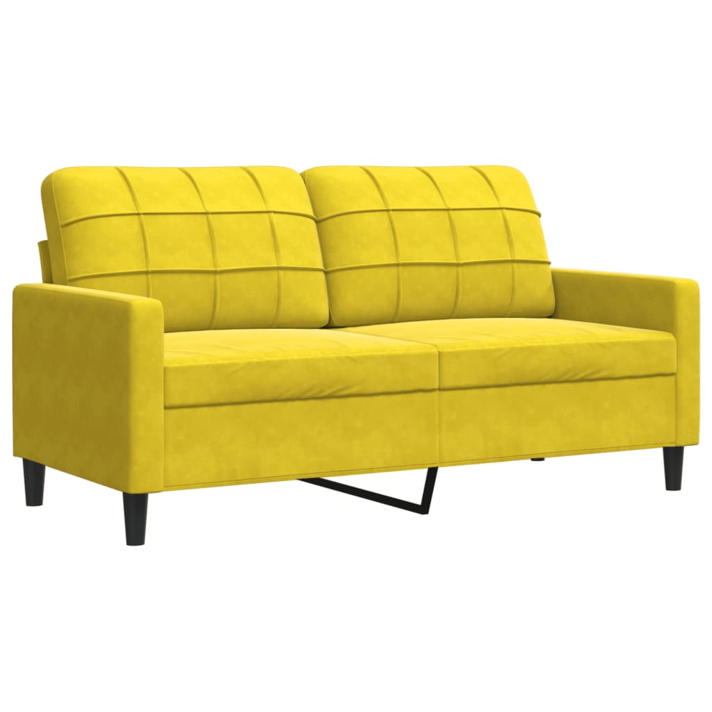 Canapé à 2 places Jaune 140 cm Velours