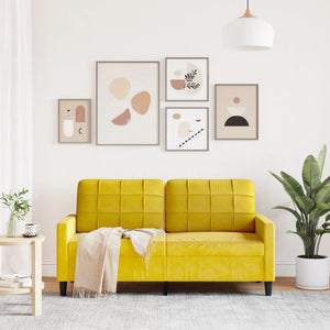 Canapé à 2 places Jaune 140 cm Velours