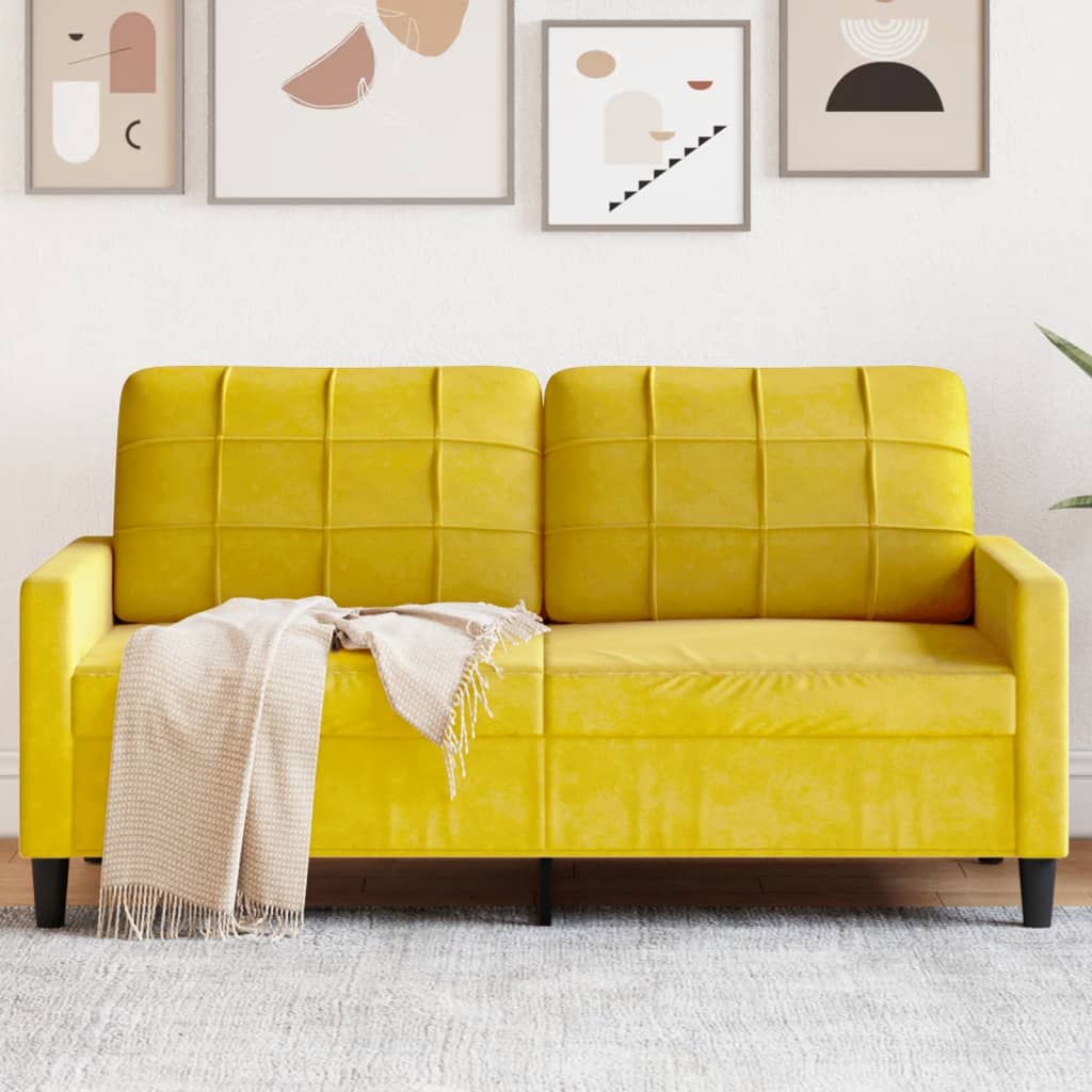 Canapé à 2 places Jaune 140 cm Velours
