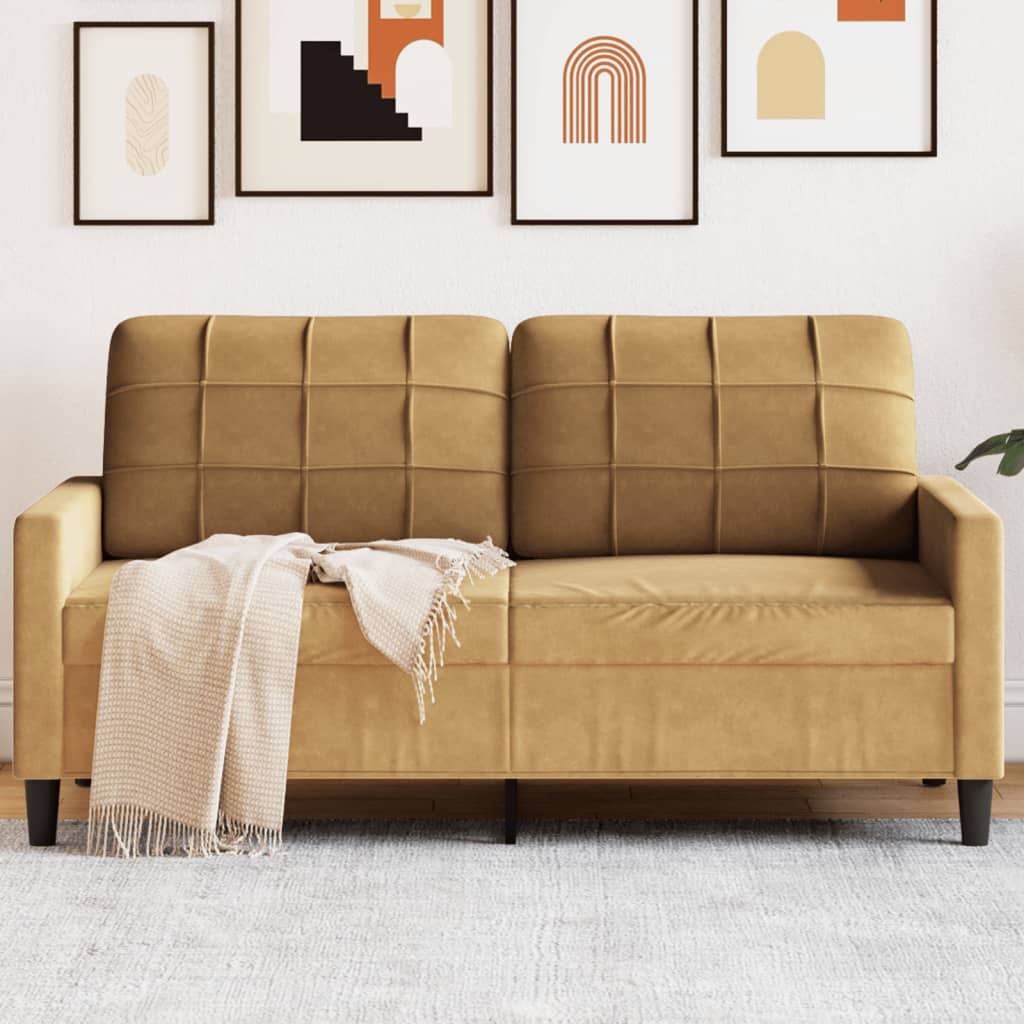 Canapé à 2 places Marron 140 cm Velours