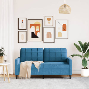 Canapé à 2 places Bleu 140 cm Velours