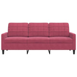 Canapé à 3 places Rouge bordeaux 180 cm Velours