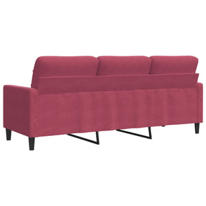 Canapé à 3 places Rouge bordeaux 180 cm Velours