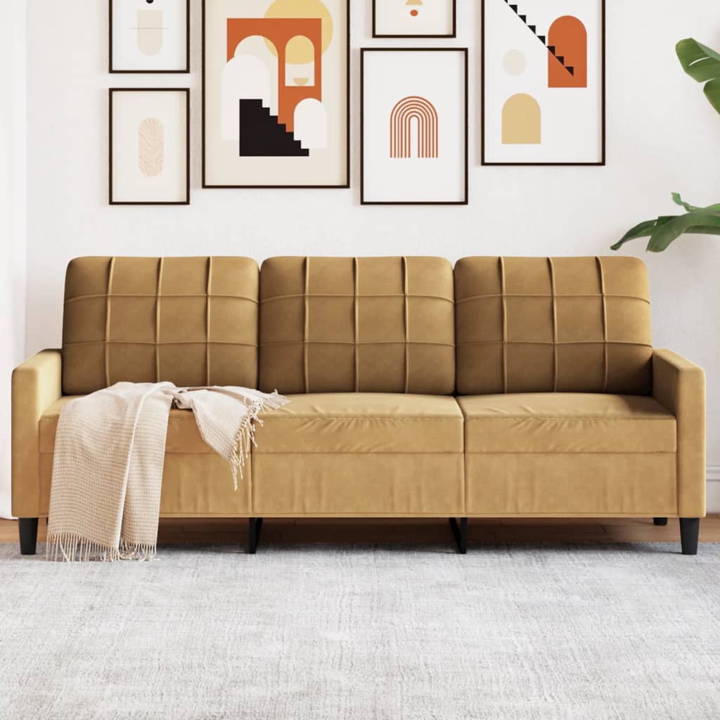 Canapé à 3 places Marron 180 cm Velours
